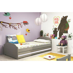 Dětská postel LILI s úložným prostorem 90x200 cm - grafit Růžová