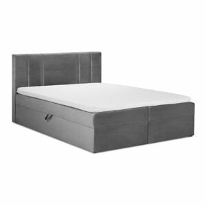 Světle šedá sametová dvoulůžková postel Mazzini Beds Afra, 200 x 200 cm