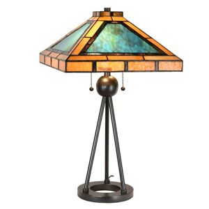 Clayre&Eef Stolní lampa 5LL-6164, design Tiffany zelená/hnědá