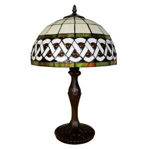 Clayre&Eef Stolní lampa 5LL-6153; Ø 31cm bílá, styl Tiffany