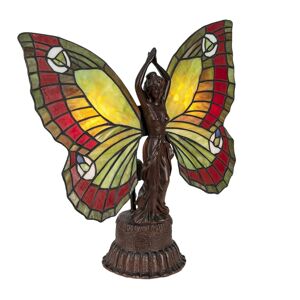 Clayre&Eef Stolní lampa 5LL-6085 motýl ve stylu Tiffany