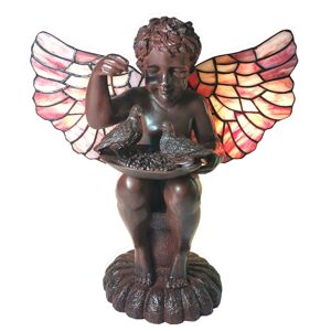 Clayre&Eef Stolní lampa 5LL-6049 anděl ve stylu Tiffany