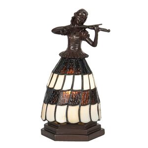 Clayre&Eef Stolní lampa 5LL-6047 žena, styl Tiffany hnědobílá