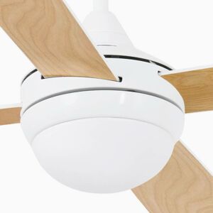 FARO BARCELONA Stropní ventilátor Mini Icaria S světlo bílá/dřevo
