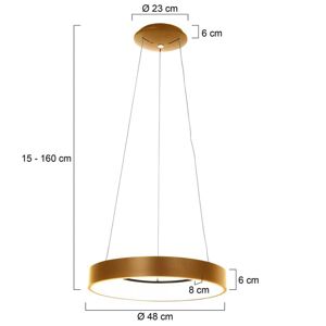 Steinhauer LED závěsné světlo Ringlede, Ø 48 cm, zlatá