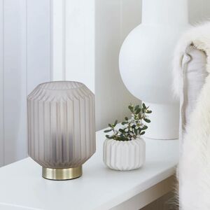 Beacon Lighting Stolní lampa Clancy, skleněné stínidlo, bílá/mosaz