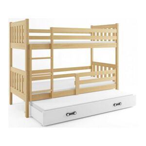 Dětská postel CARINO s výsuvnou postelí 80x190 cm - borovice Bílá