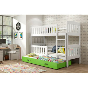 Dětská patrová postel KUBUS s výsuvnou postelí 80x190 cm - bílá Zelená