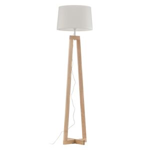 Aluminor Stojací lampa Sacha LS ze dřeva a textilu, bílá