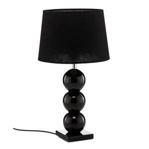 Euluna Textilní stolní lampa Fulda, skleněný dekor, černá