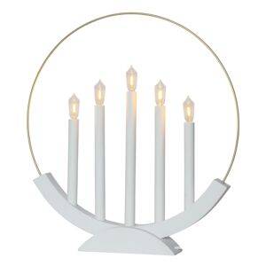 STAR TRADING LED-svíčkový lustr Brace, pět zdrojů, bílá/zlatá