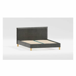 Tmavě šedá čalouněná dvoulůžková postel s roštem 180x200 cm Tina – Ropez