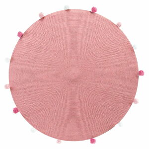 Růžový kulatý koberec ø 90 cm Pompomparty – douceur d'intérieur