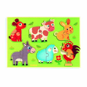 Dětské vkládací dřevěné puzzle s motivy domácích zvířat Djeco