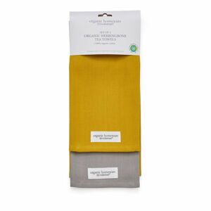 Sada 2 žluto-šedých bavlněných utěrek Cooksmart ® Herringbone, 45 x 65 cm
