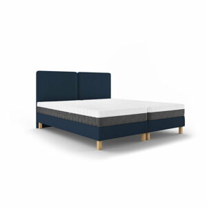 Tmavě modrá dvoulůžková postel Mazzini Beds Lotus, 180 x 200 cm