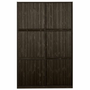 Tmavě hnědá šatní skříň s posuvnými dveřmi z borovicového dřeva s posuvnými dveřmi 139x215 cm Katoi – BePureHome