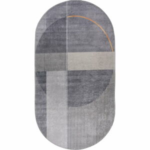 Šedý pratelný koberec 60x100 cm Oval – Vitaus