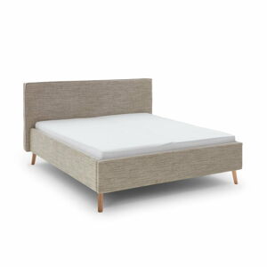 Béžová čalouněná dvoulůžková postel s úložným prostorem s roštem 160x200 cm Riva – Meise Möbel