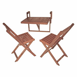 Set 2 židlí a závěsného stolku z eukalyptového dřeva ADDU Balcony Berkeley