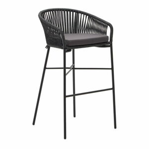 Černé ocelové barové židle v sadě 4 ks (výška sedáku 80 cm) Yanet – Kave Home