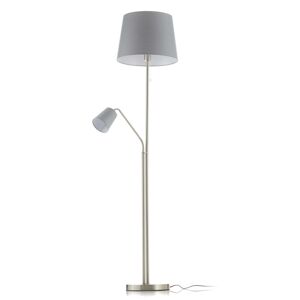 FISCHER & HONSEL Textilní stojací lampa Layer, čtecí světlo, šedá