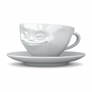 Bílý porcelánový šálek na kávu 58products Smiley, objem 200 ml