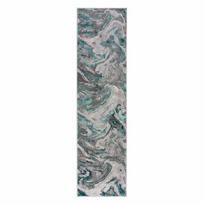 Šedo-modrý běhoun Flair Rugs Marbled, 60 x 230 cm