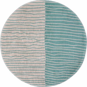 Pratelný kulatý koberec v krémovo-tyrkysové barvě ø 80 cm Yuvarlak – Vitaus