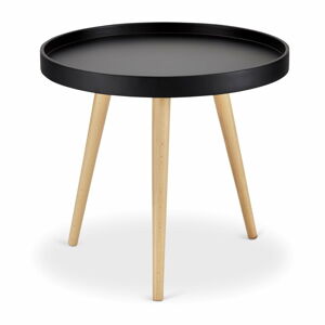 Černý odkládací stolek s nohami z bukového dřeva Furnhouse Opus, Ø 50 cm