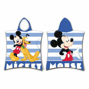 Modré froté dětské pončo Mickey – Jerry Fabrics