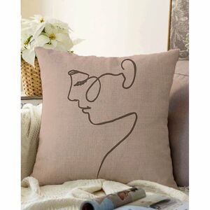 Béžový povlak na polštář s příměsí bavlny Minimalist Cushion Covers Portrait, 55 x 55 cm