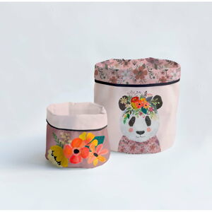 Látkové košíky v sadě 2 ks Floral Panda – Little Nice Things