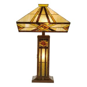 Clayre&Eef Jasně osvětlená stolní lampa Glenys, Tiffany styl