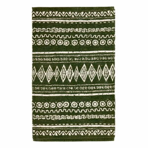Zeleno-bílý bavlněný koberec Webtappeti Ethnic, 55 x 180 cm