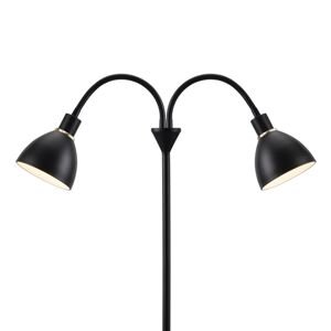 Nordlux Stojací lampa Ray z černého kovu, 2 žárovky