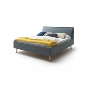 Modrozelená dvoulůžková postel s roštem a úložným prostorem Meise Möbel Frieda, 160 x 200 cm