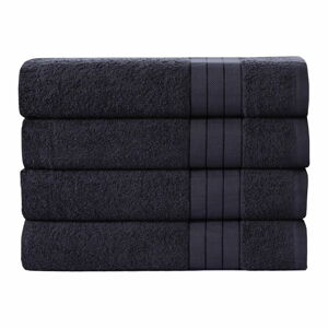 Černé bavlněné ručníky v sadě 4 ks 50x100 cm – Good Morning
