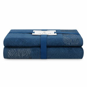 Tmavě modré froté bavlněné ručníky a osušky v sadě 2 ks Allium – AmeliaHome