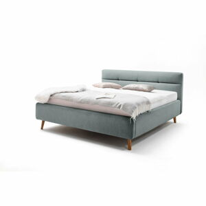 Modrá čalouněná dvoulůžková postel s úložným prostorem a s roštem 180x200 cm Lotte - Meise Möbel