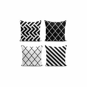 Sada 4 povlaků na polštáře Minimalist Cushion Covers BW Graphic Patterns, 45 x 45 cm