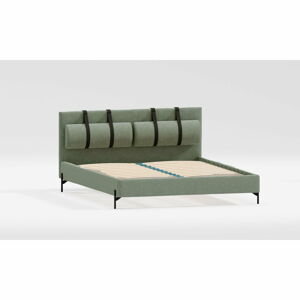Zelená čalouněná dvoulůžková postel s roštem 200x200 cm Tulsa – Ropez