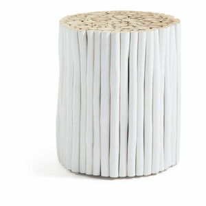 Bílý odkládací stolek z teakového dřeva Kave Home Filippo, ⌀ 35 cm