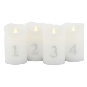 Sirius LED svíčka Sara Advent 4ks 12,5cm bílá/stříbrná