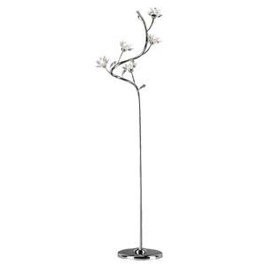 Euluna Stojací lampa Ninfea, chrom křišťálové květy 175cm