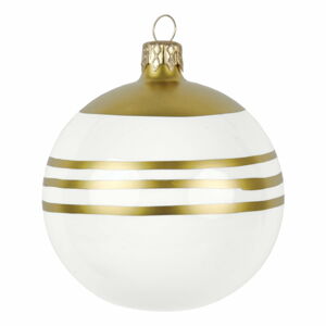 Sada 3 skleněných vánočních ozdob v bílo-zlaté barvě Ego Dekor