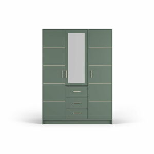 Zelená šatní skříň se zrcadlem 147x200 cm Burren - Cosmopolitan Design