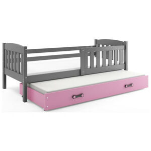 Dětská postel KUBUS s výsuvnou postelí 90x200 cm - grafit Ružové