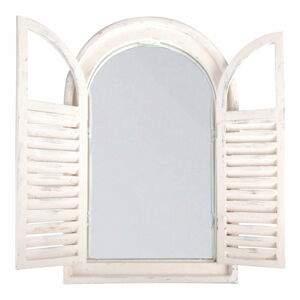 Bílé dřevěné zrcadlo s okenicí Esschert Design