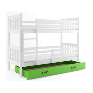Dětská patrová postel CARINO s úložným prostorem 80x160 cm - bílá Zelená
